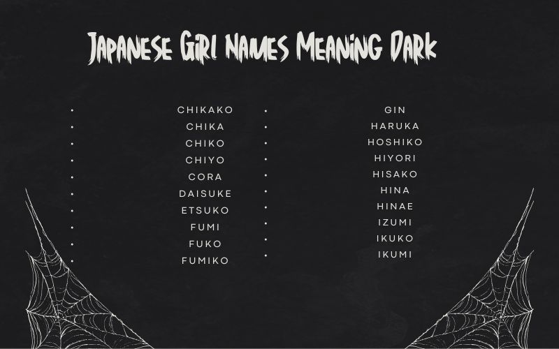 Japanese Girl Names Meaning Dark