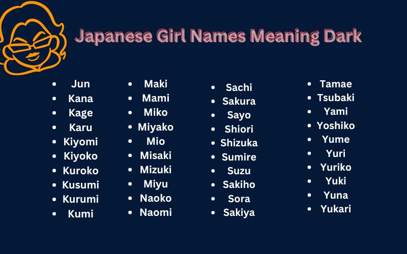 Japanese Girl Names Meaning Dark